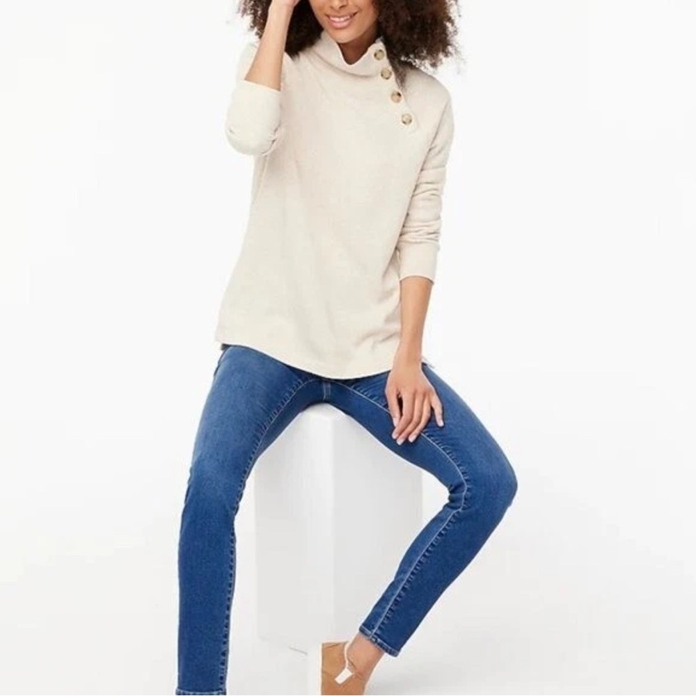 J. Crew Wide Button Collar Tunic in Cloudspun Fleece Women’s Sweatshirt